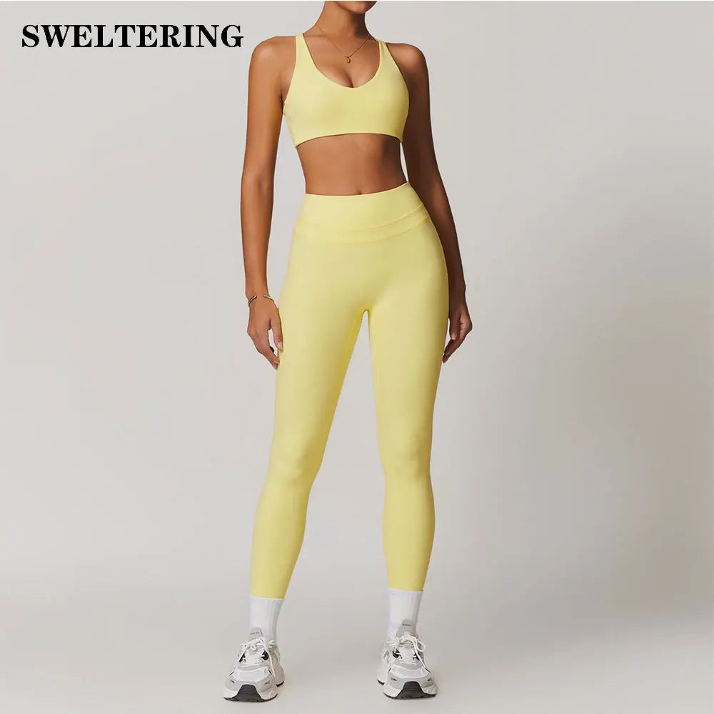 SWELTERING 2 Pieces Sportswear Women Yoga Set Gym Clothes Sportswear Yoga Suits Fitness Set Tracksuits Sports Bra Gym Leggings